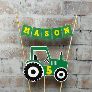 Tractor Name & Age Birthday Cake Banner. Tractor Cake Banner and Topper Set. Farm Cake Topper