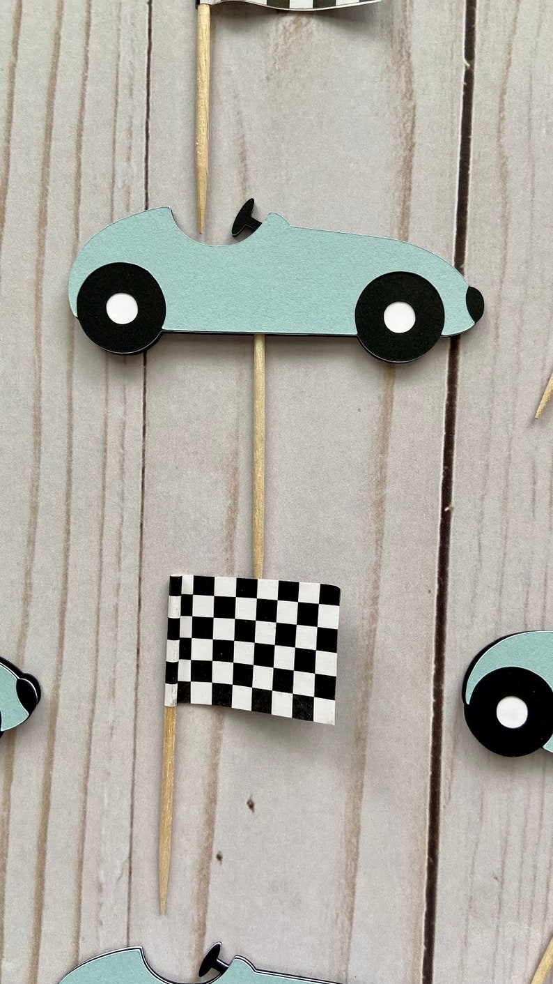 Retro Race Car Cupcake Toppers. Race Car Flag Cupcake Topper. Etsy