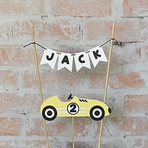 Retro Race Car Birthday Cake Banner. Race Car Number Cake Topper. Race Car Cake Banner.