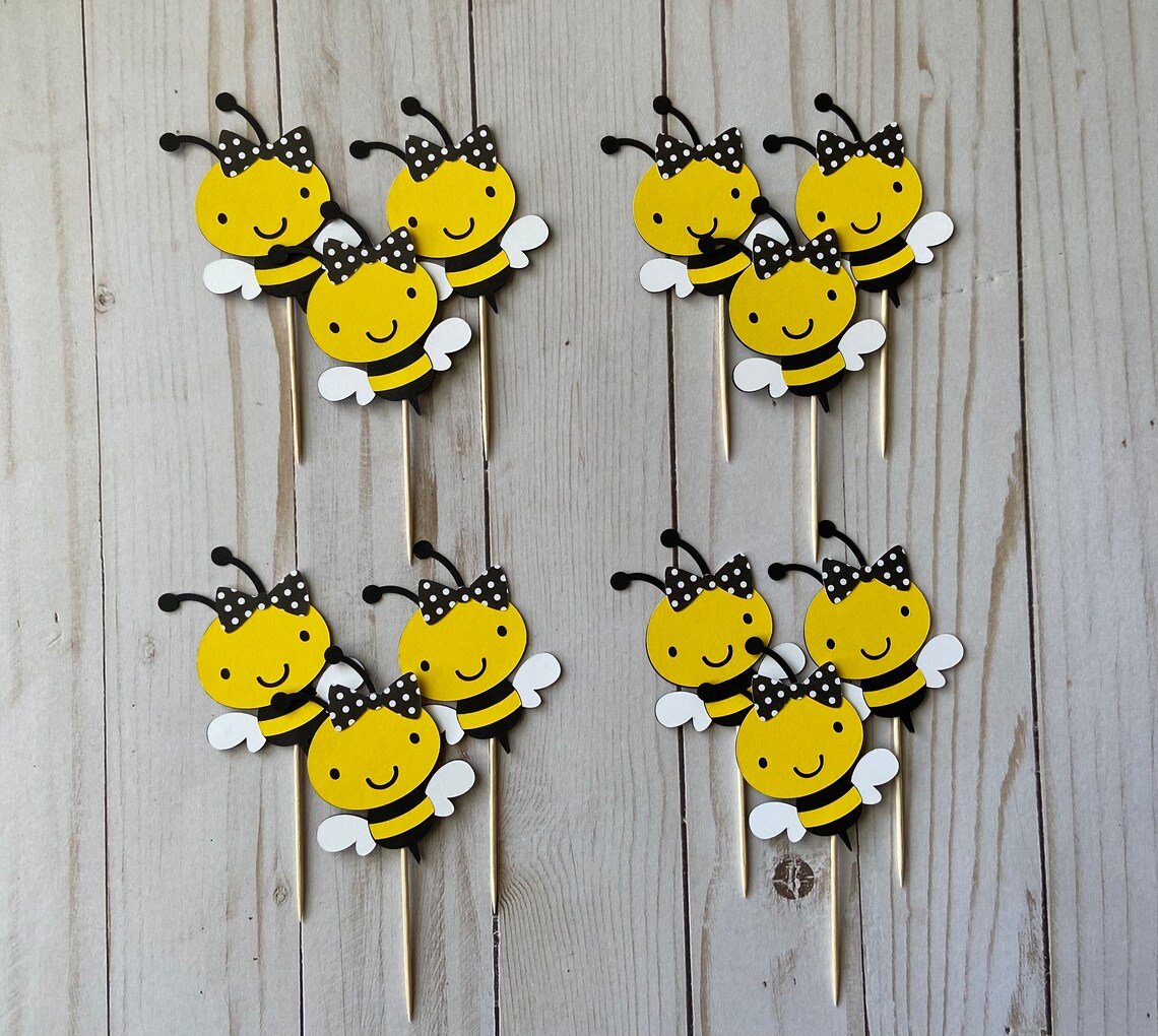 Bumble Bee Cupcake Toppers. Bee Birthday Party. Bee Baby Etsy