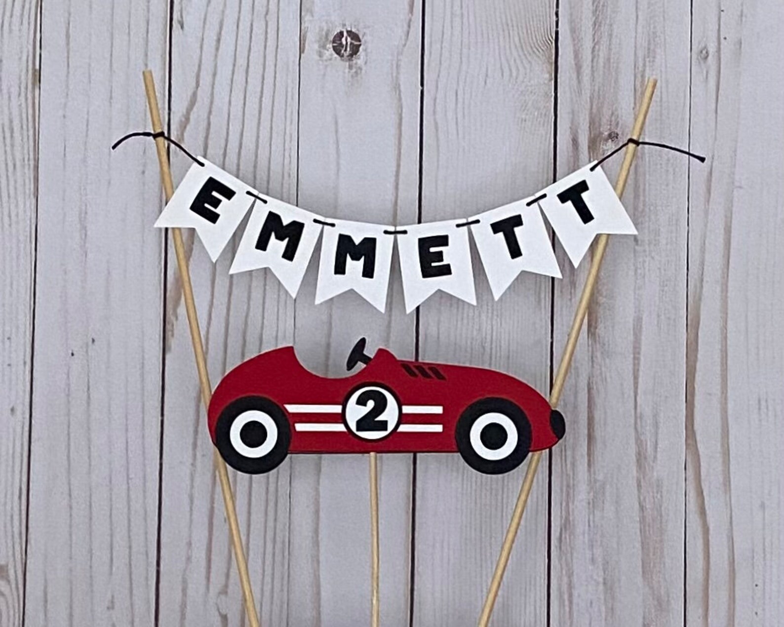 Retro Race Car Birthday Cake Banner. Race Car Number Cake - Etsy