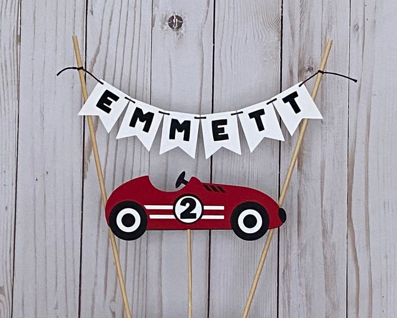 Retro Race Car Birthday Cake Banner. Race Car Number Cake Etsy