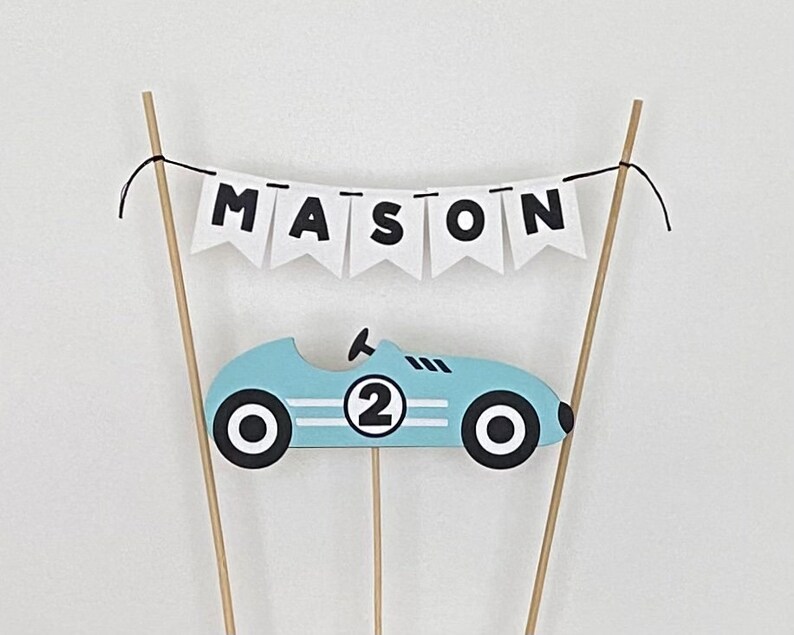 Retro Race Car Birthday Cake Banner. Race Car Number Cake Etsy