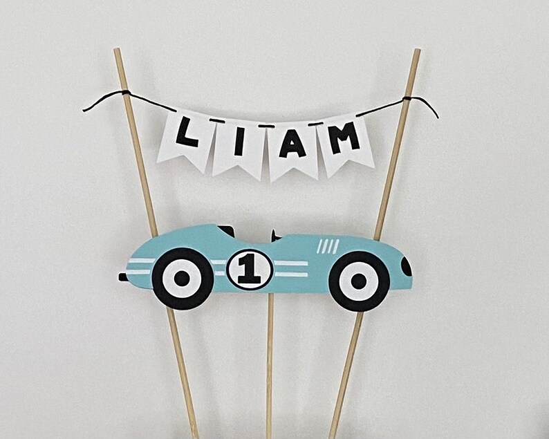 Race Car Birthday Cake Banner. Race Car Number Cake Topper. Etsy