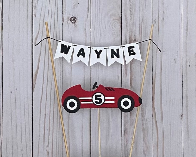 Retro Race Car Birthday Cake Banner. Race Car Number Cake Etsy