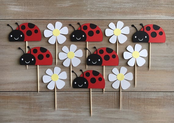 Ladybug Cupcake Toppers Ladybug Birthday Party - 