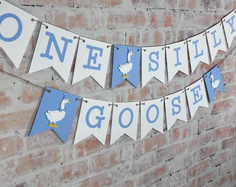 One Silly Goose Birthday Banner. Custom 1st Birthday Party Decor