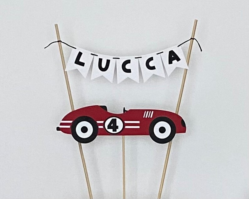 Race Car Birthday Cake Banner. Race Car Number Cake Topper. Etsy