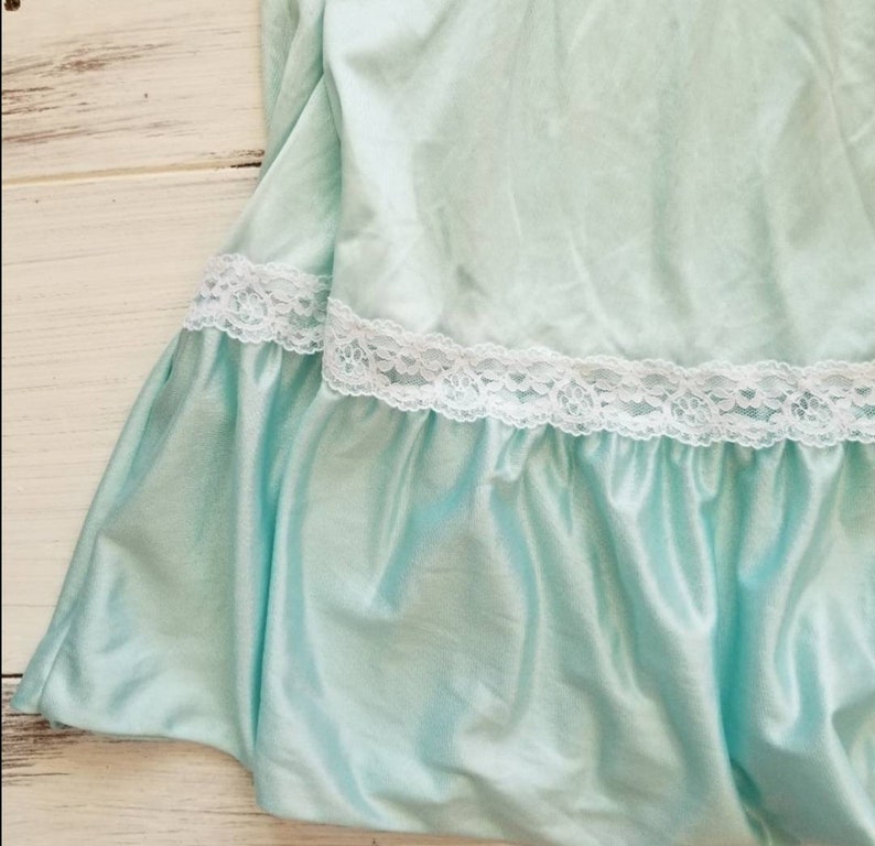 Vintage Nylon Short Light Blue Nightie Large