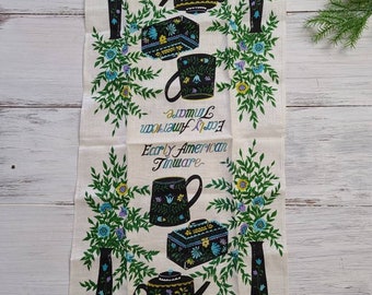 Linen Tea Towel "Early American Tinware" 16"x 28"