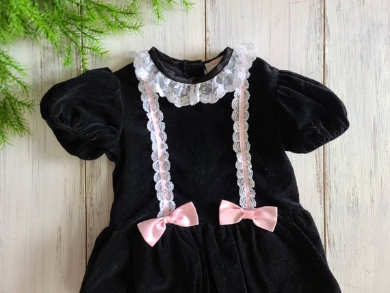 Vintage Velvet Lace Ruffles and Bows 24M Baby Dre… - image 2