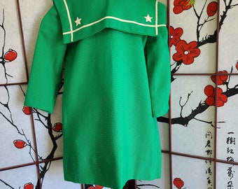 Handmade Kelly Green Girls Nautical Sailor Style Dress Sz 5/6