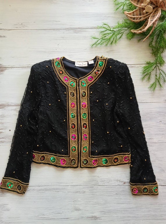 Laurence Kazar New York Large Beaded Sequin Silk B