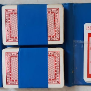 Vintage Double Playing Card Deck in Blue Plastic Case Well-Used Incomplete