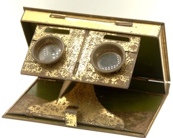 Aparato estereoscópico plegable de rotoscopio raro, visores estereoscópicos de metal antiguo raros, regalo de fotografía único, decoración única del hogar, P1005