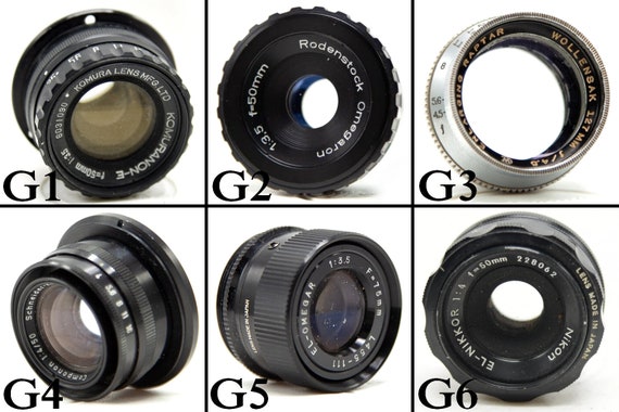 引き伸ばしレンズ、引き伸ばしレンズのセレクション、35 mm および 120 