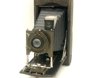 No. 3A Folding Pocket Kodak, Large Antique Folding Camera, Kodak Folding Camera, Photographer Gift, Camera Decor, Old Leather Camera C1563