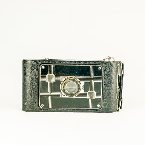 Vintage Camera Kodak Jiffy Six-20 Folding Camera with Lens and Art Deco Front, Retro Bellows Camera, Antique Camera Decor