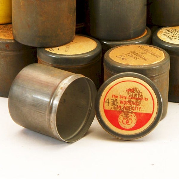 Vintage Metal Film Canisters, Old Filmstrips, (FC 120), Film Canister, Kodak Canister, Vintage Film Canister, Film Gift, Vintage Camera Gear