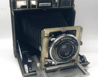 Vintage 1948-53 Kalart Press Camera 3 1/4 x 4 1/4 Rangefinder w/127mm Wollensak Raptar Lens, Vintage Collector Camera, Home Decor, C2031