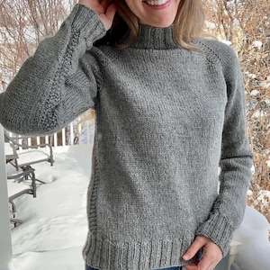 Simply Lee Pullover Knitting Pattern: Raglan Garter Stitch and Split Hem, Worsted Weight (PDF Pattern)