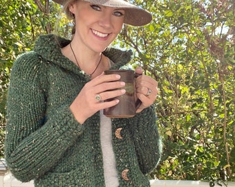 Hills and Stone Cardigan Knitting Pattern: Raglan, Super Bulky, Chunky Knit Button Sweater (PDF Pattern