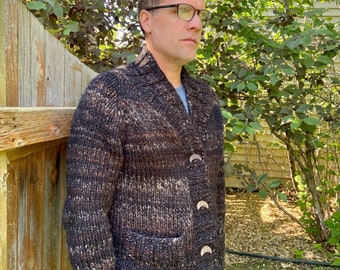 KNITTING PATTERN**Mountains and Stone Cardigan Chunky Knit Men's Grandpa Cardigan Unisex Chunky Knit Sweater