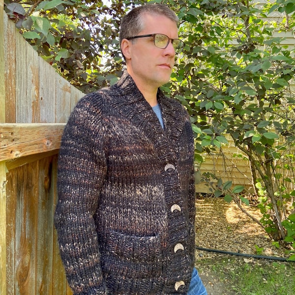 KNITTING PATTERN**Mountains and Stone Cardigan Chunky Knit Men's Grandpa Cardigan Unisex Chunky Knit Sweater