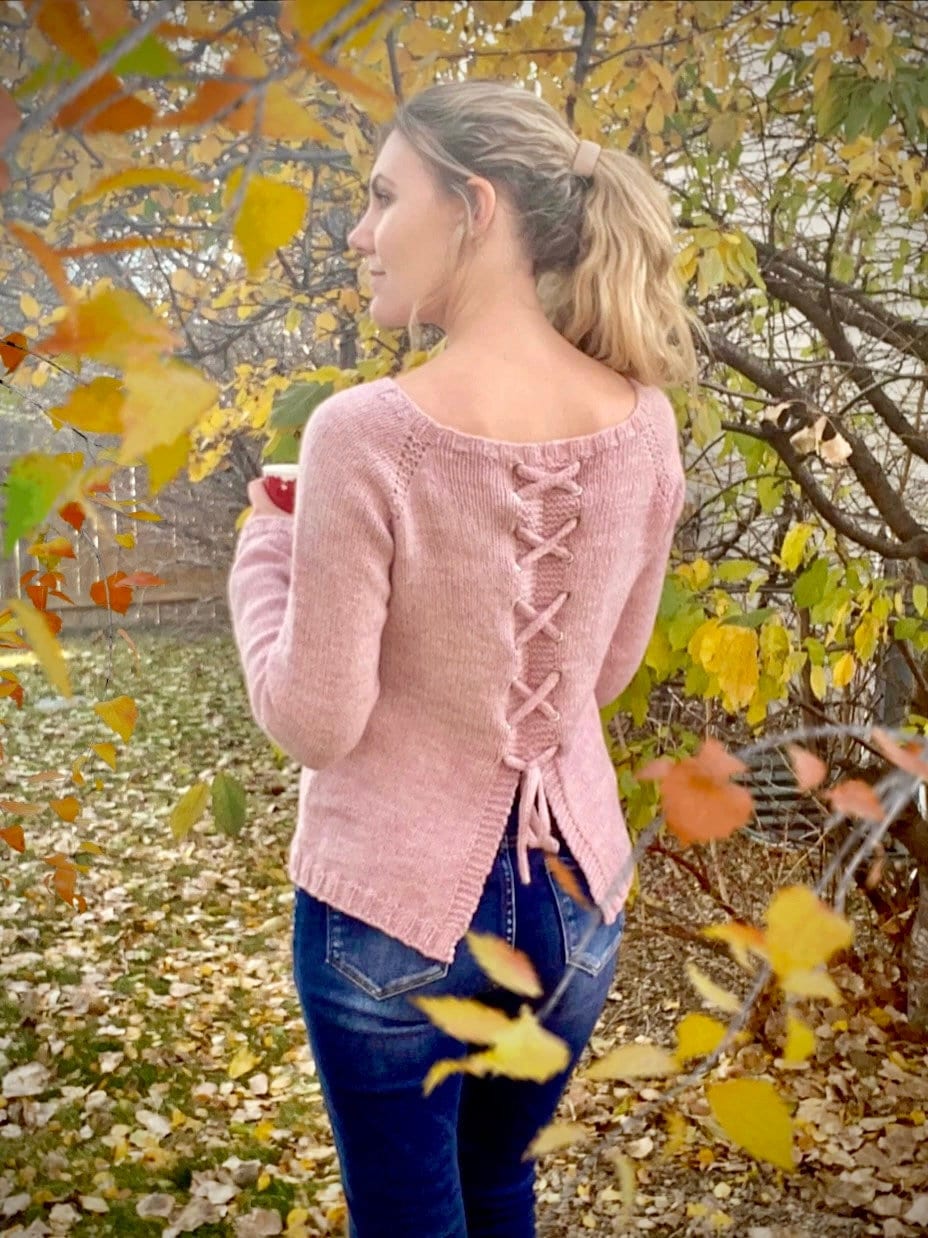 Lace up back sweaters sale