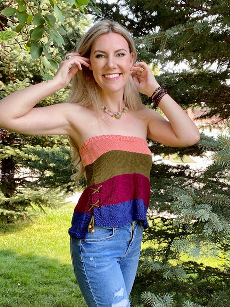 KNITTING PATTERN: Parfait Tube Top Pattern, Summer Tank Top with Side Slits, Tube Top Knitting, Summer Knitting Pattern, Pullover Knit image 2