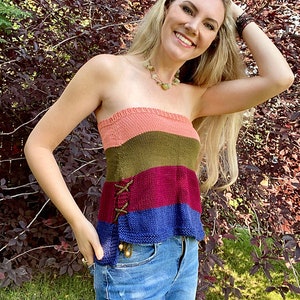 KNITTING PATTERN: Parfait Tube Top Pattern, Summer Tank Top with Side Slits, Tube Top Knitting, Summer Knitting Pattern, Pullover Knit image 3