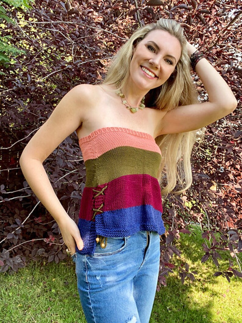 KNITTING PATTERN: Parfait Tube Top Pattern, Summer Tank Top with Side Slits, Tube Top Knitting, Summer Knitting Pattern, Pullover Knit image 3