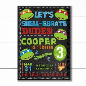 Ninja Turtles Birthday Invitation, TMNT Party (Digital File)