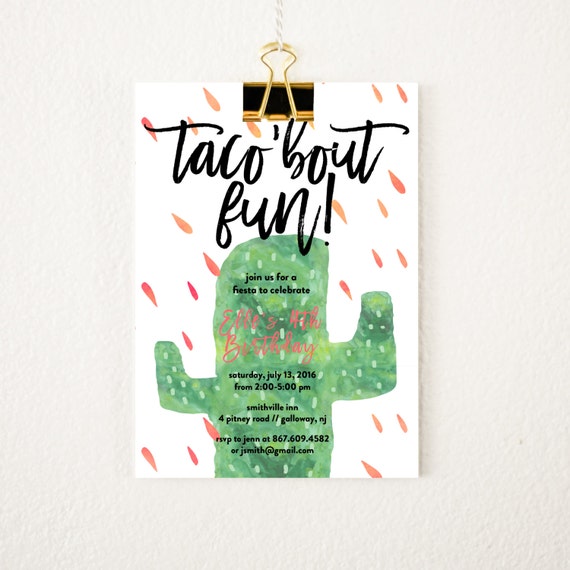 fiesta birthday invitation taco birthday party invitation etsy
