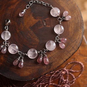 esperanza collection // rose quartz and strawberry quartz bracelet