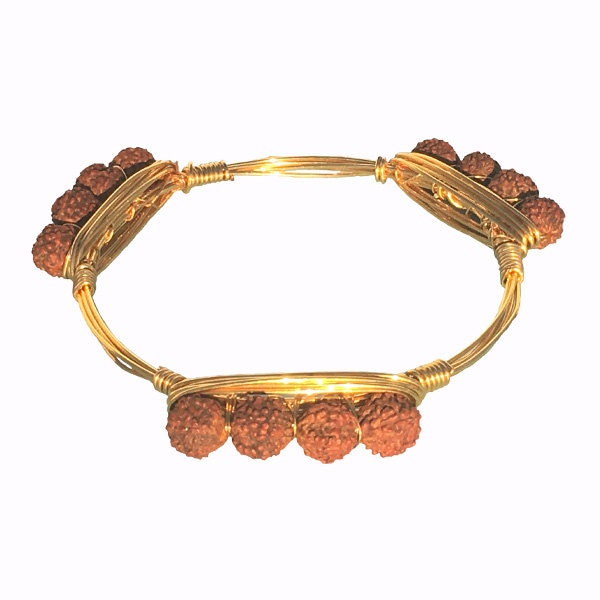 Nuts Wood Gold Wire bracelet Katmandu Boho Hippie Tall Gypsy Street Style Fashion Armcandy Armparty