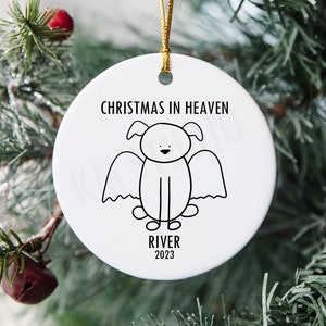 Christmas in Heaven Pet Dog Stick Figure - Personalized Ceramic Christmas Ornament