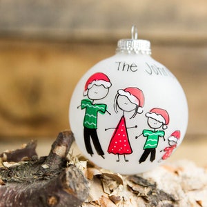 Personalized Family Christmas Ornament (Up to 10 Family members) - Santa Hats