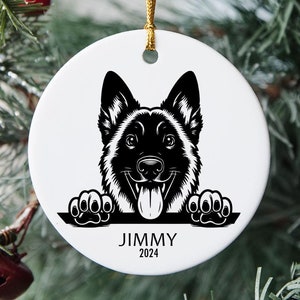 Belgian Malinois Dog Breed - Black and White - Ceramic Christmas Ornament - Pet Ornament - Dog Ornament - Personalized