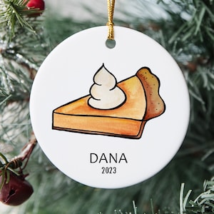 Pumpkin Pie Watercolor - Ceramic Christmas Ornament
