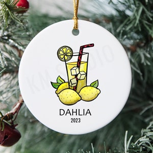 Lemonade Watercolor - Ceramic Christmas Ornament