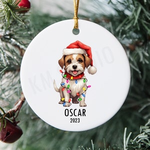 Dog in Christmas Lights - Jack Russell Terrier - Personalized - Ceramic Christmas Ornament