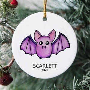 Bat Watercolor - Ceramic Christmas Ornament