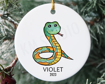 Snake Watercolor - Ceramic Christmas Ornament