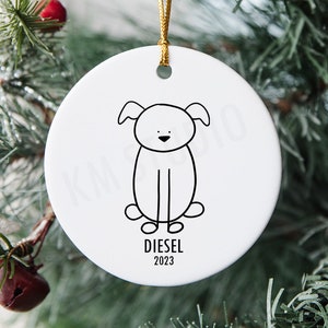 Pet Dog Stick Figure - Personalized Ceramic Christmas Ornament