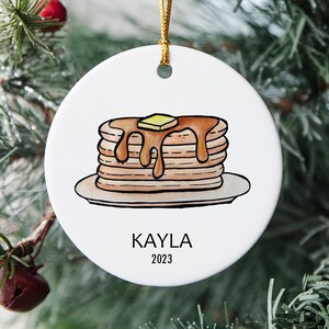 Pancakes Watercolor - Ceramic Christmas Ornament