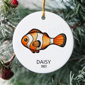 Clownfish Watercolor - Ceramic Christmas Ornament