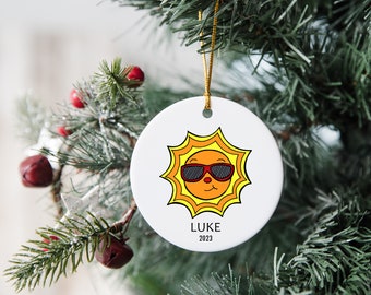 Sun Wearing Sunglasses - Ceramic Ornament