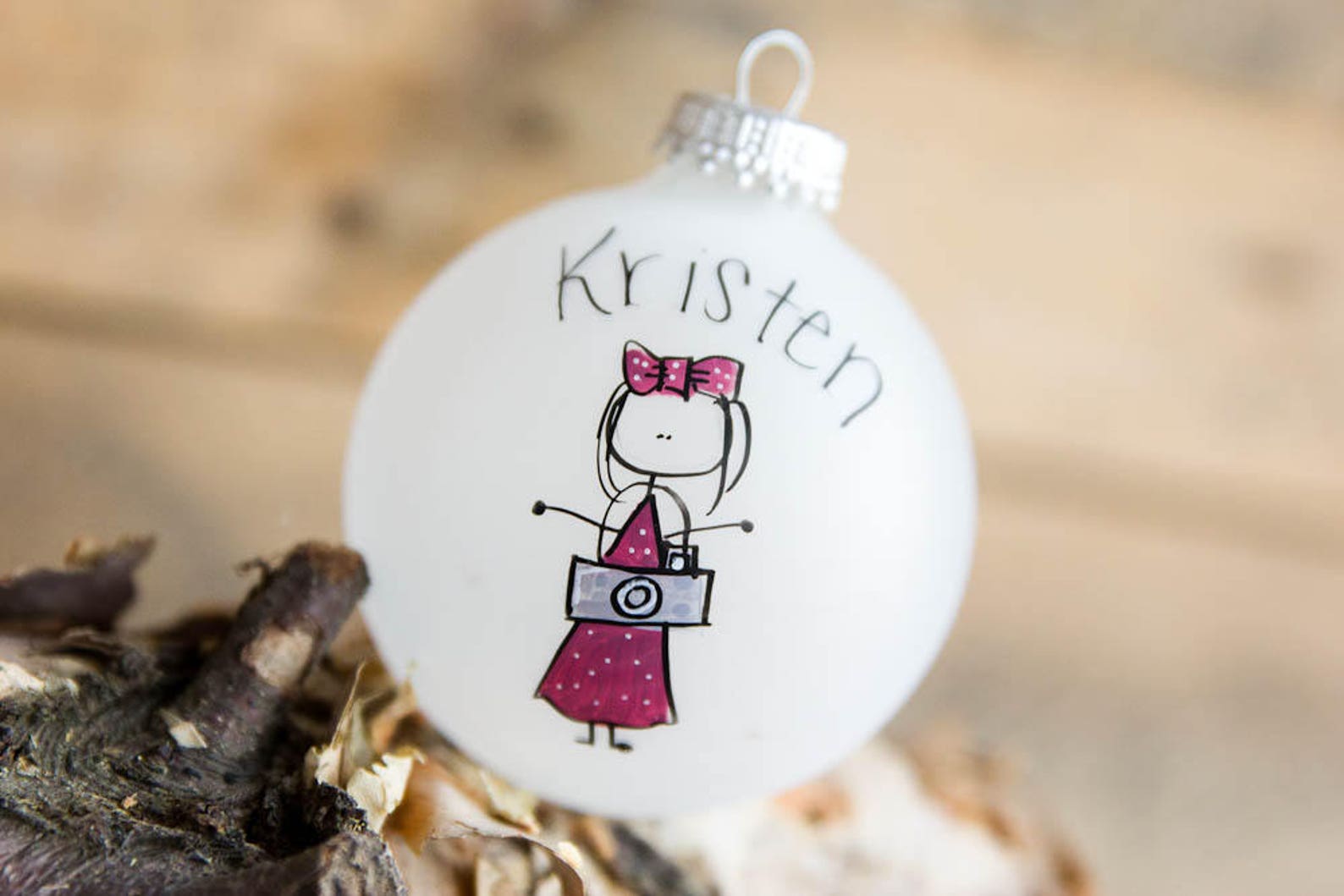 Printed Perfection Personalized Photographer - Female Christmas Bulb