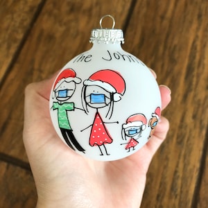 Personalized Family Christmas Ornament (Up to 10 Family members) - Santa Hats and Masks